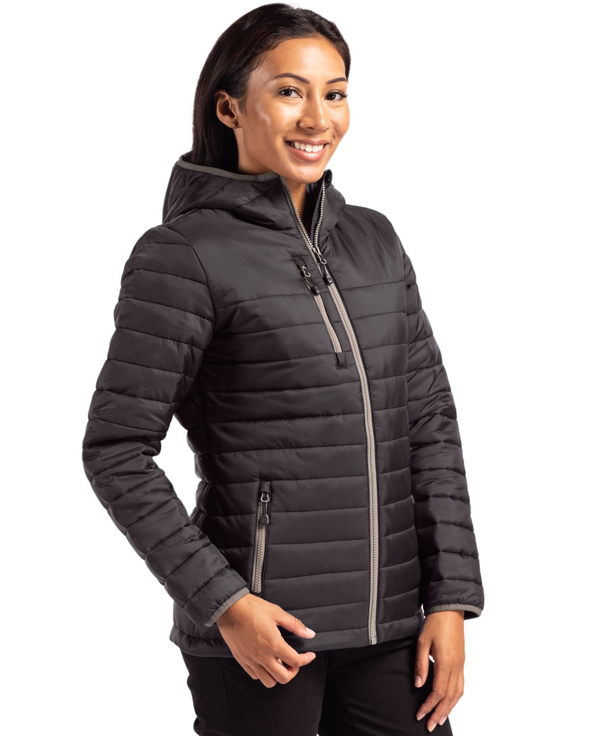 Clique Women's Valhalla Recycled Insulated Puffer Full Zip Hooded Jacket-3