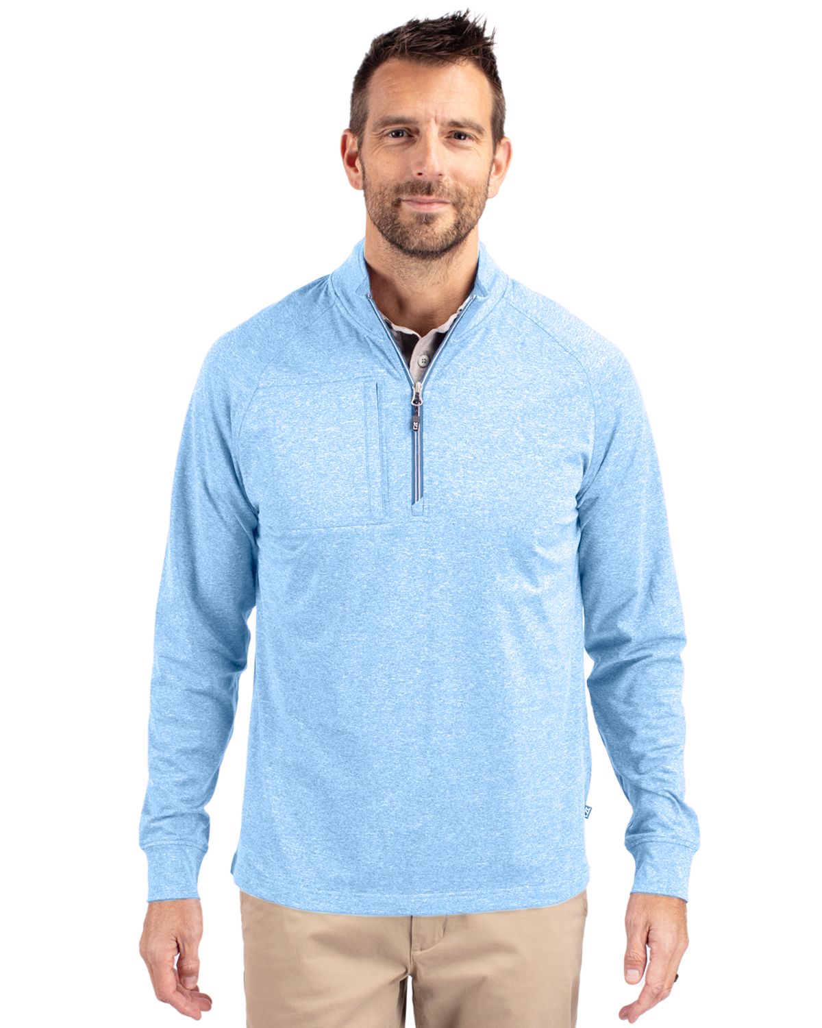 Cutter & Buck Men's Adapt Recycled Soft Knit Stretch Heathered Quarter Zip Pullover-4
