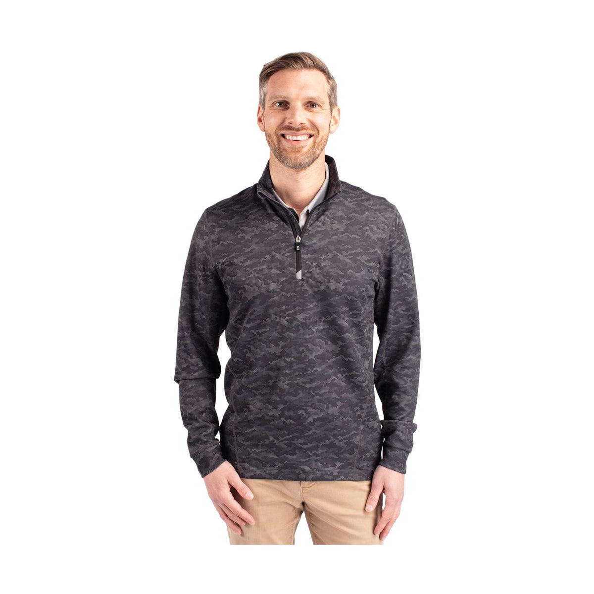 Cutter & Buck Men's Traverse Big & Tall Camo Quarter Zip Pullover-7