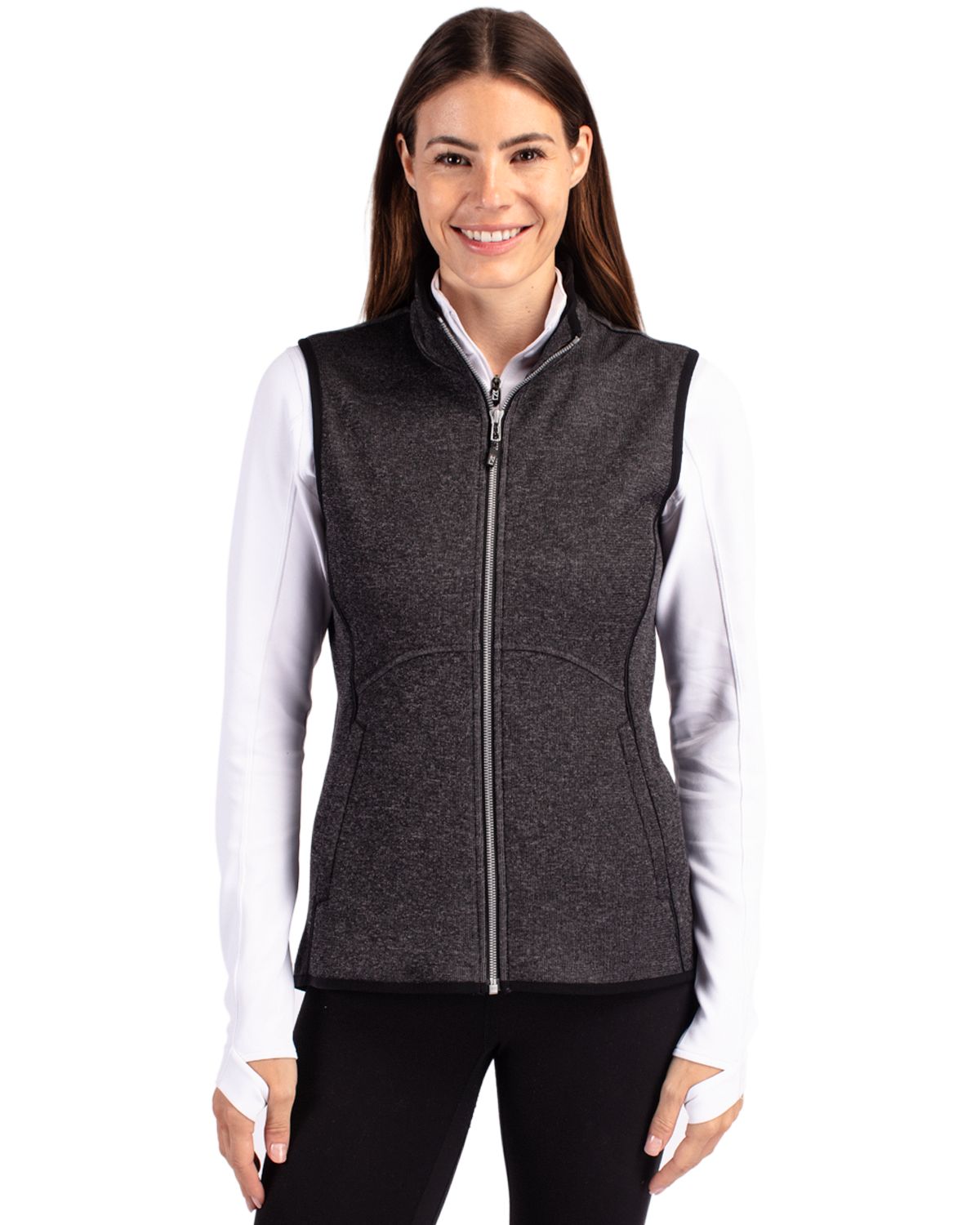 Cutter & Buck Women's Mainsail Sweater-Knit Full Zip Vest-3