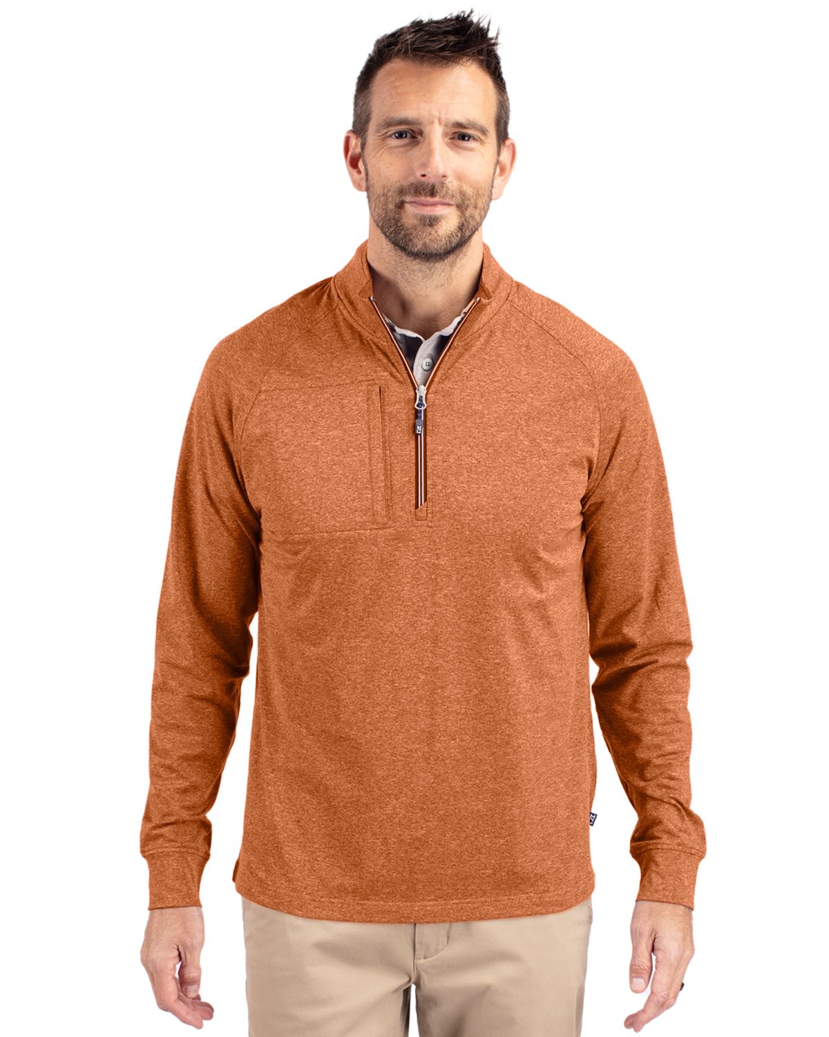 Cutter & Buck Men's Adapt Recycled Soft Knit Stretch Heathered Quarter Zip Pullover-4