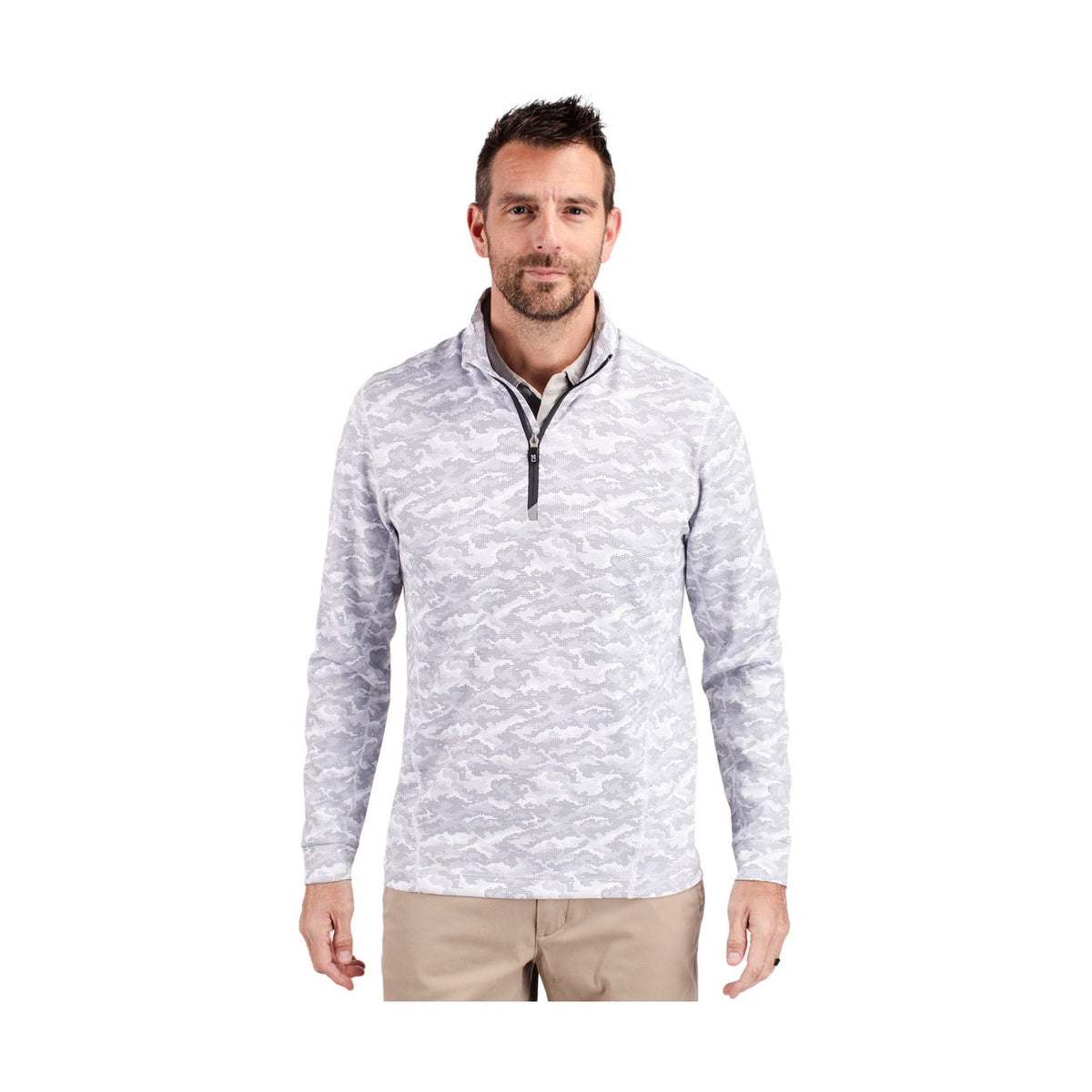 Cutter & Buck Men's Traverse Big & Tall Camo Quarter Zip Pullover-5