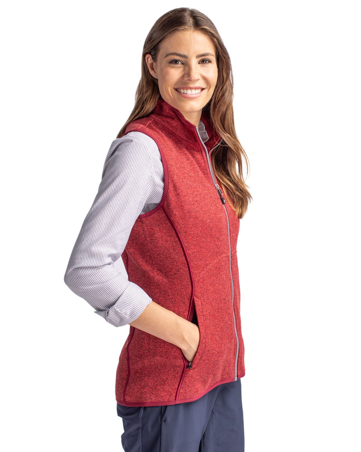 Cutter & Buck Women's Mainsail Sweater-Knit Full Zip Vest-3