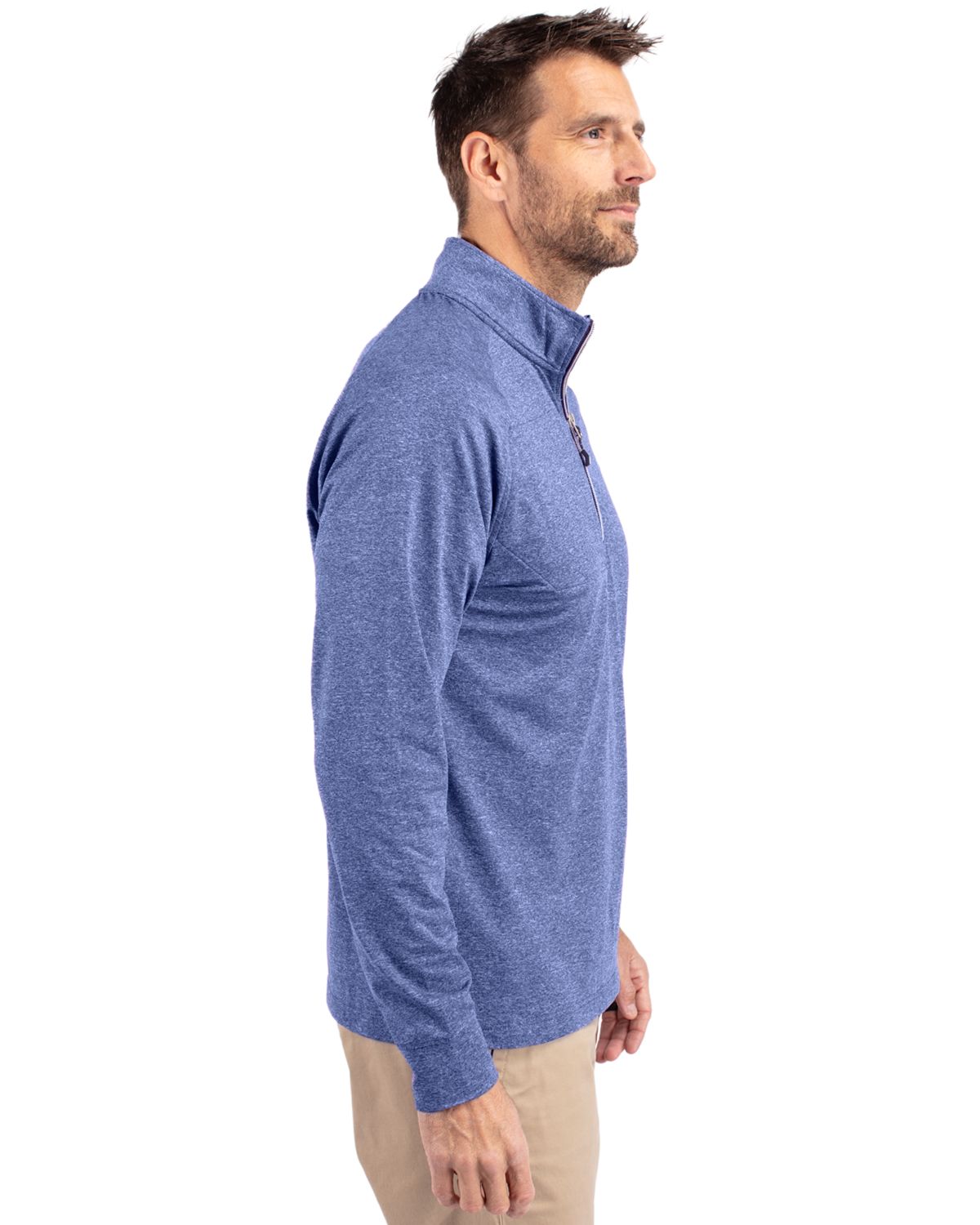 Cutter & Buck Men's Adapt Recycled Soft Knit Stretch Heathered Quarter Zip Pullover-6