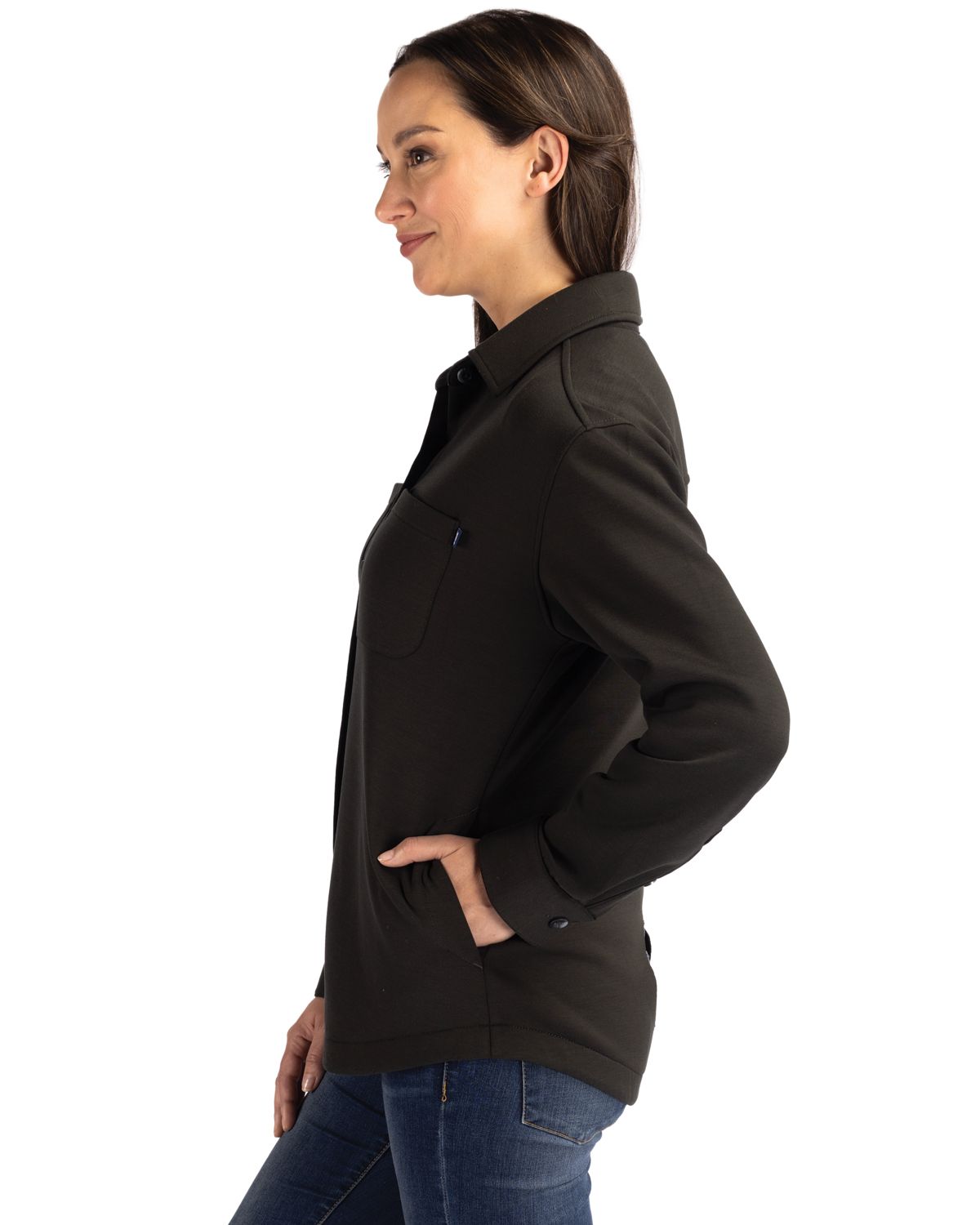 Cutter & Buck Women's Roam Recycled Buttery-Soft Knit Button Down Shirt Jacket-8