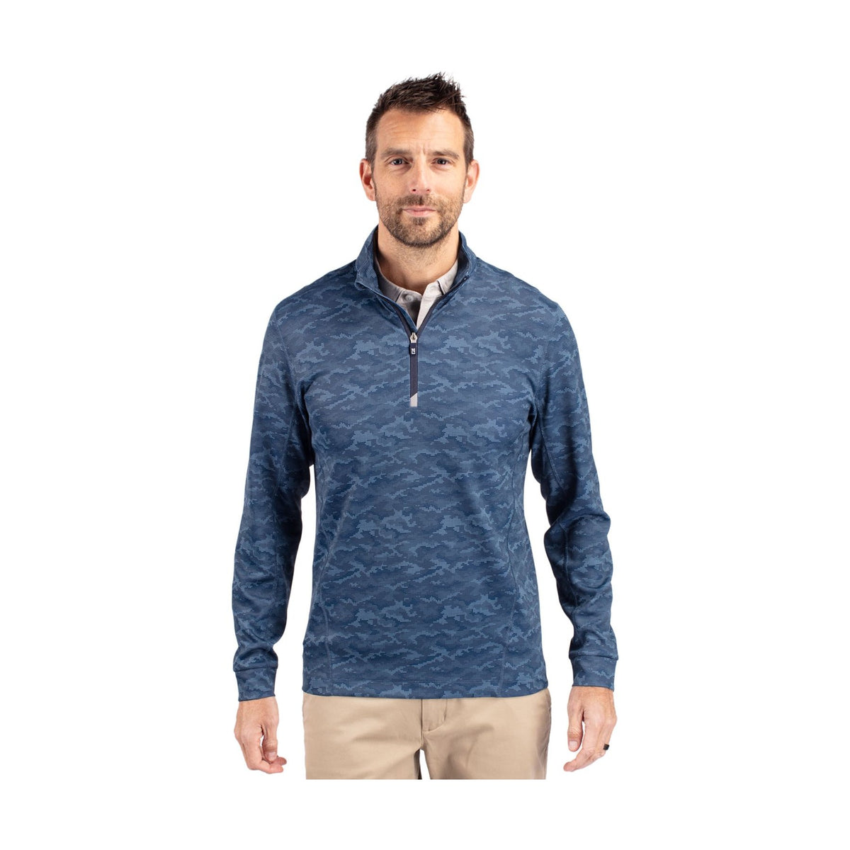 Cutter & Buck Men's Traverse Big & Tall Camo Quarter Zip Pullover-5
