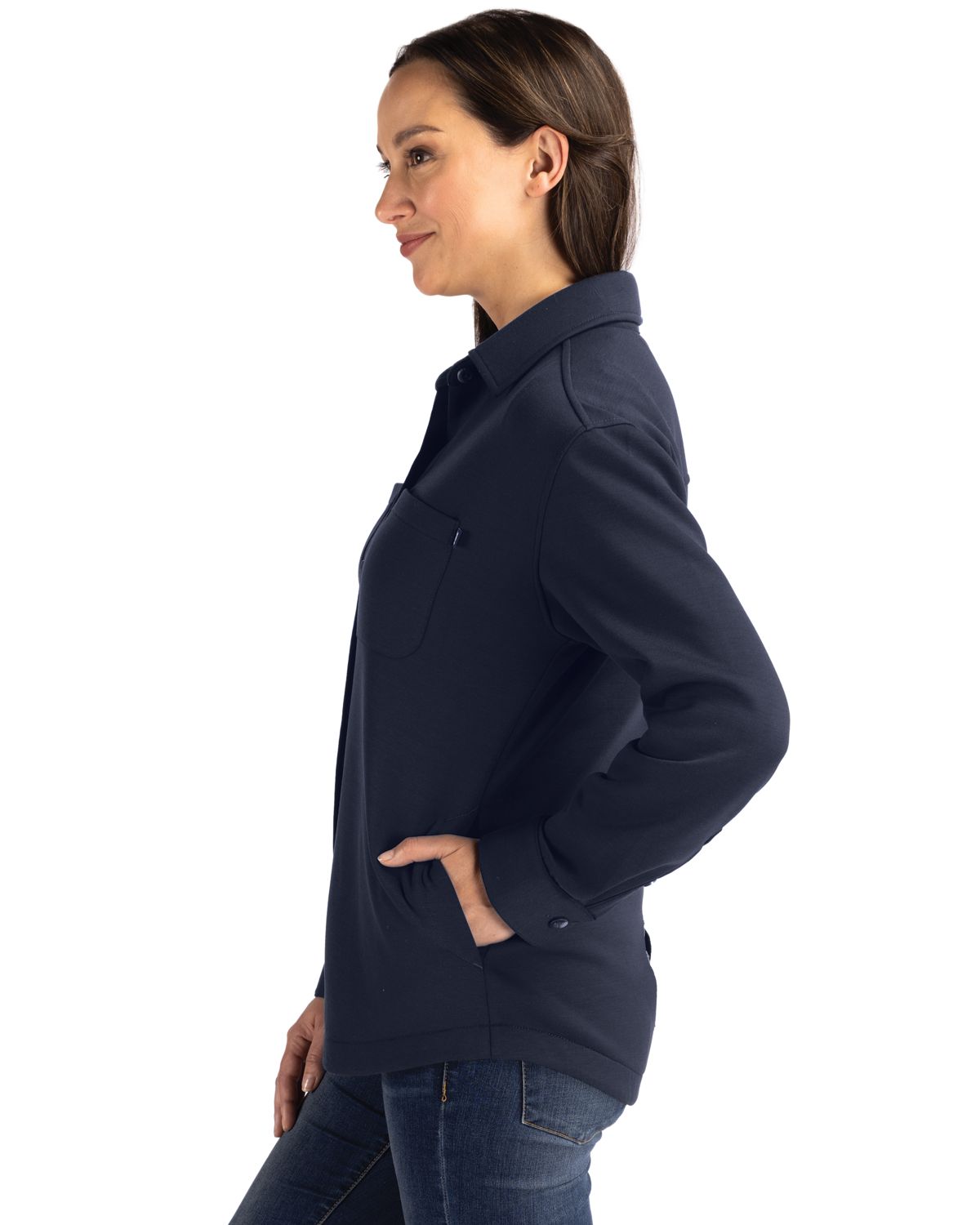 Cutter & Buck Women's Roam Recycled Buttery-Soft Knit Button Down Shirt Jacket-7