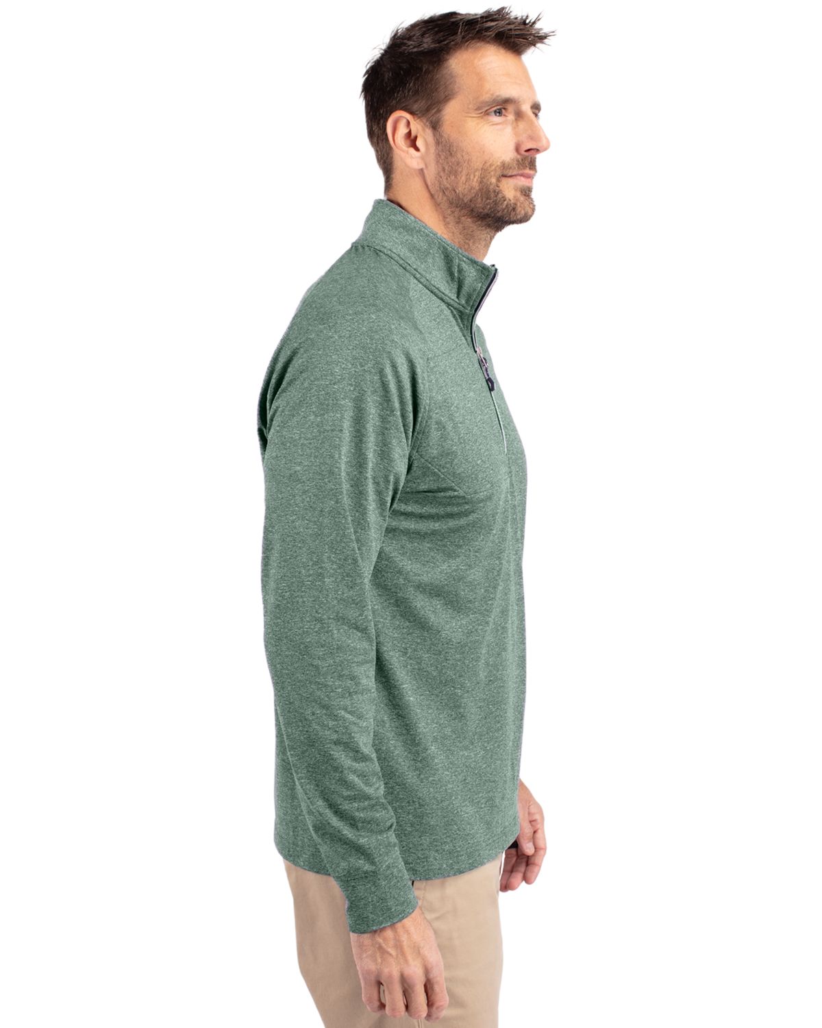 Cutter & Buck Men's Adapt Recycled Soft Knit Stretch Heathered Quarter Zip Pullover-6