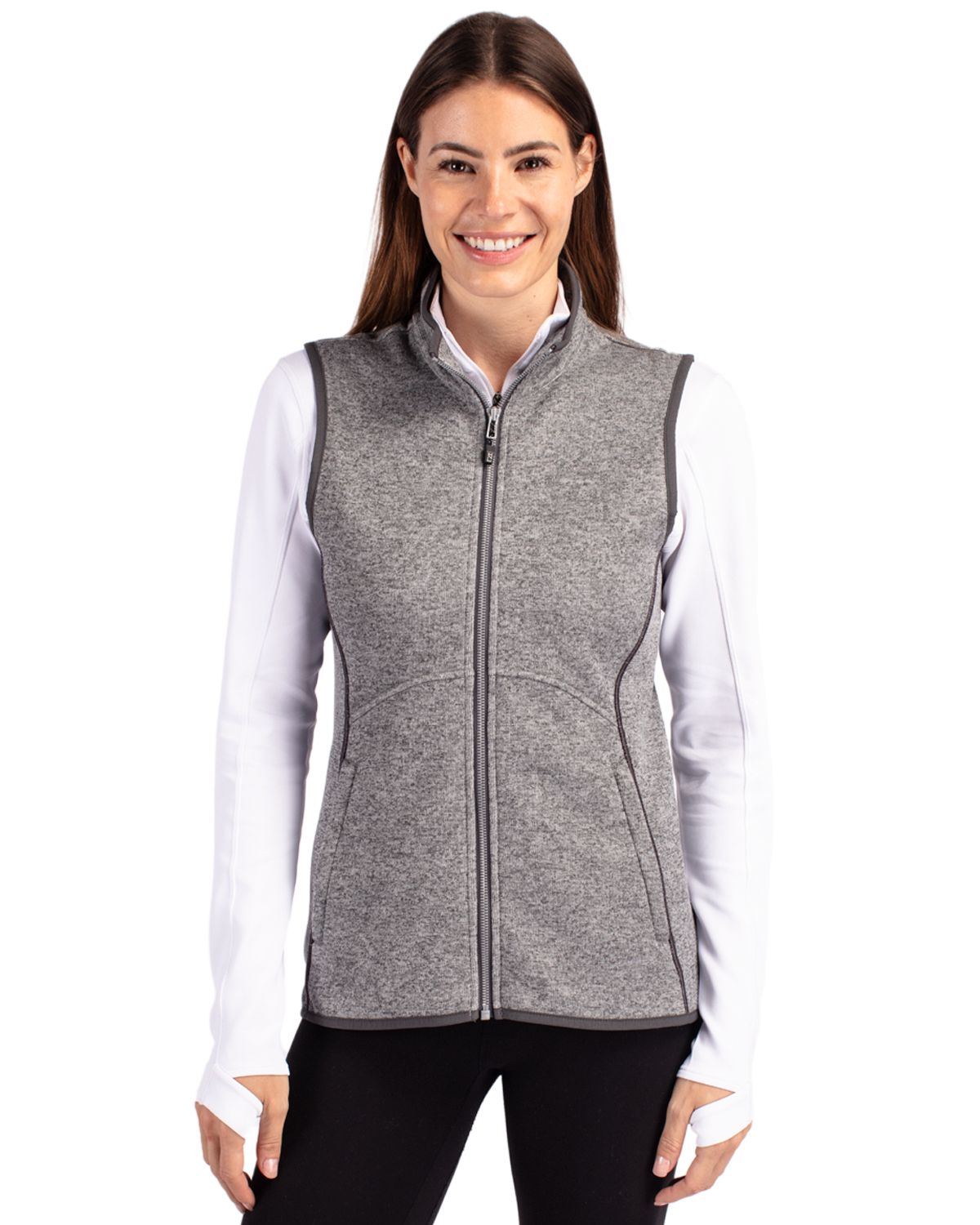 Cutter & Buck Women's Mainsail Sweater-Knit Full Zip Vest-5