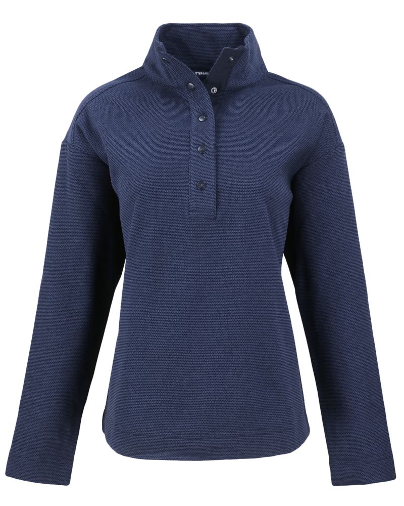 Cutter & Buck Women's Hunts Point Recycled Fleece Hybrid Snap Placket Pullover-6
