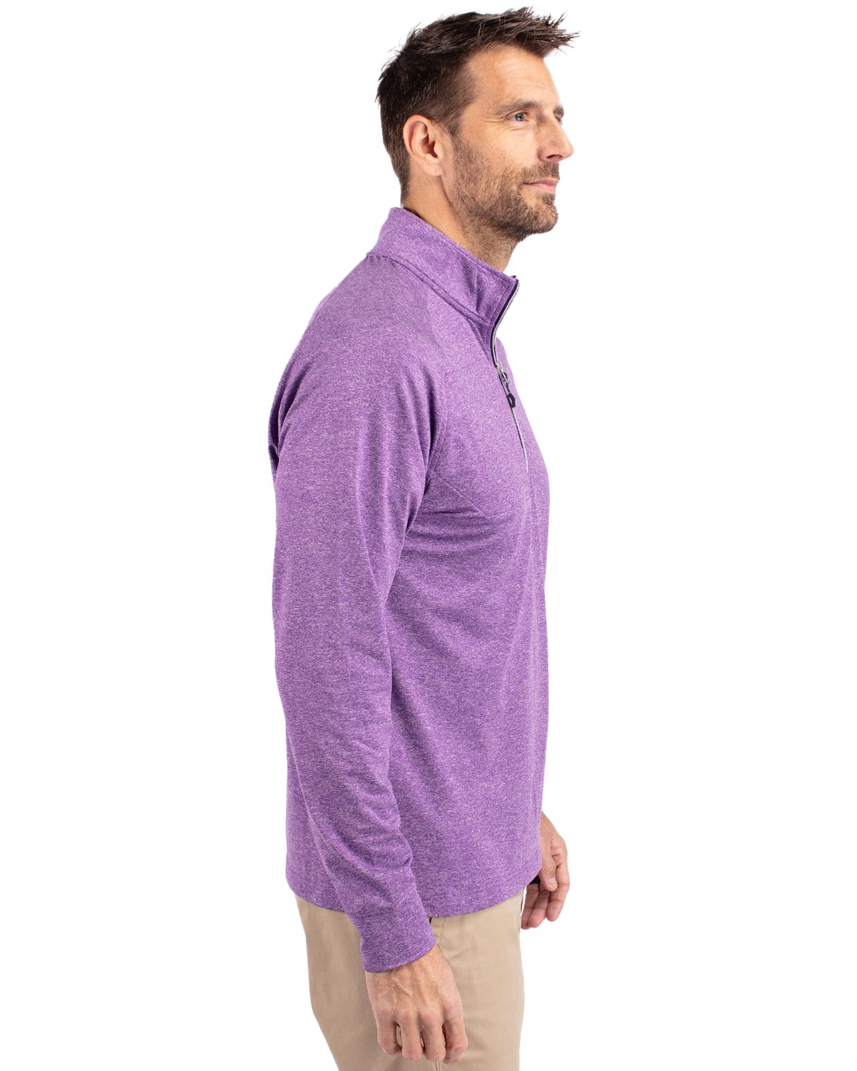 Cutter & Buck Men's Adapt Recycled Soft Knit Stretch Heathered Quarter Zip Pullover-3