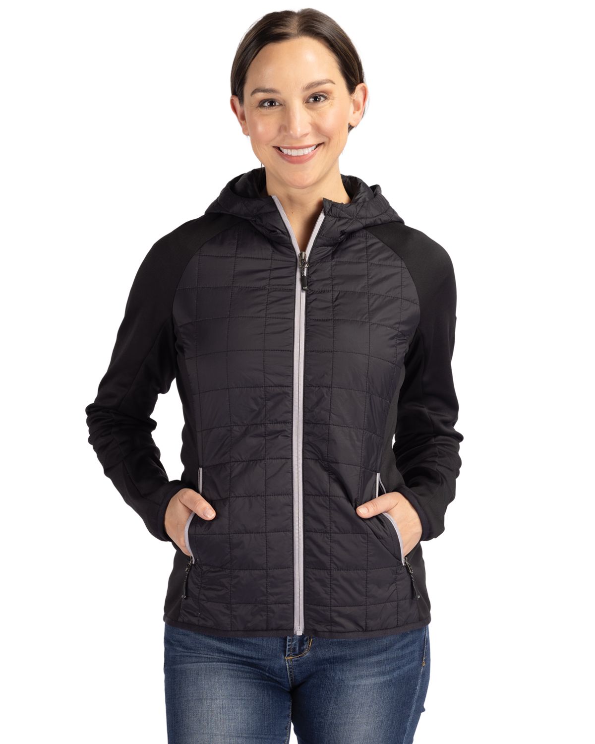 Cutter & Buck Women's Rainier Recycled Insulated Hybrid Puffer Full Zip Jacket-2
