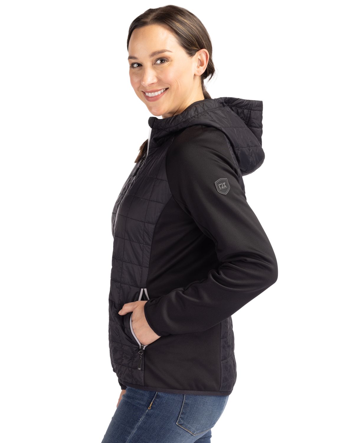 Cutter & Buck Women's Rainier Recycled Insulated Hybrid Puffer Full Zip Jacket-4