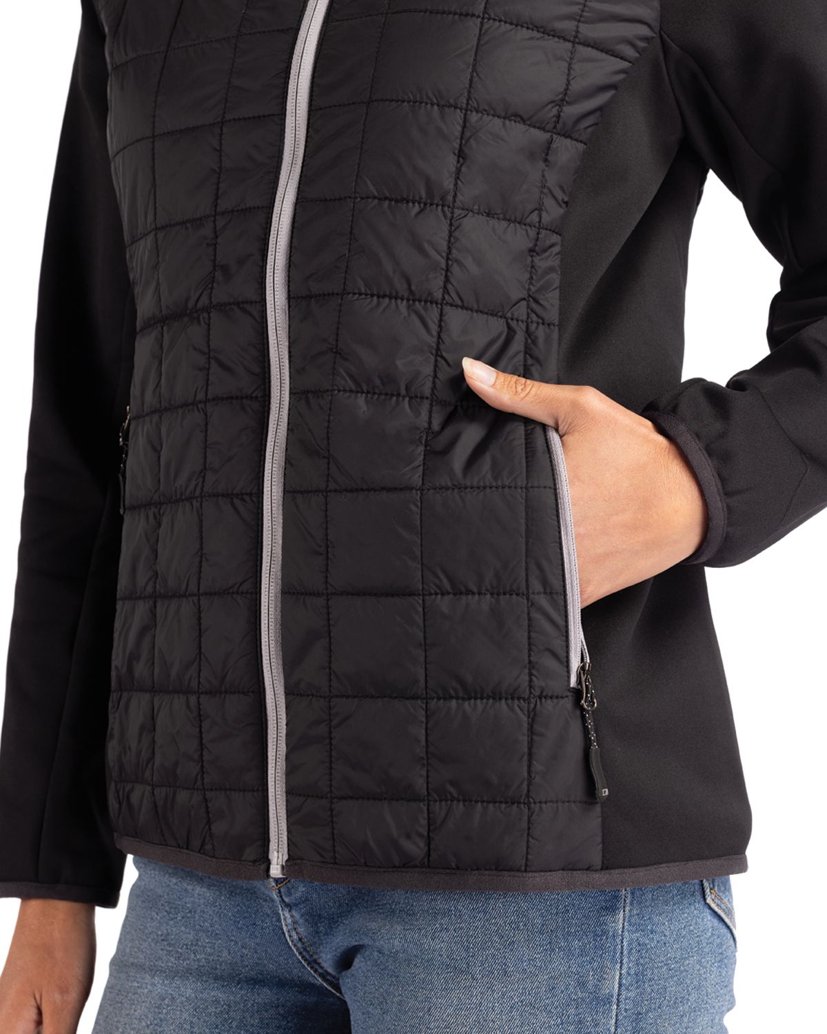 Cutter & Buck Women's Rainier Recycled Insulated Hybrid Puffer Full Zip Jacket-7