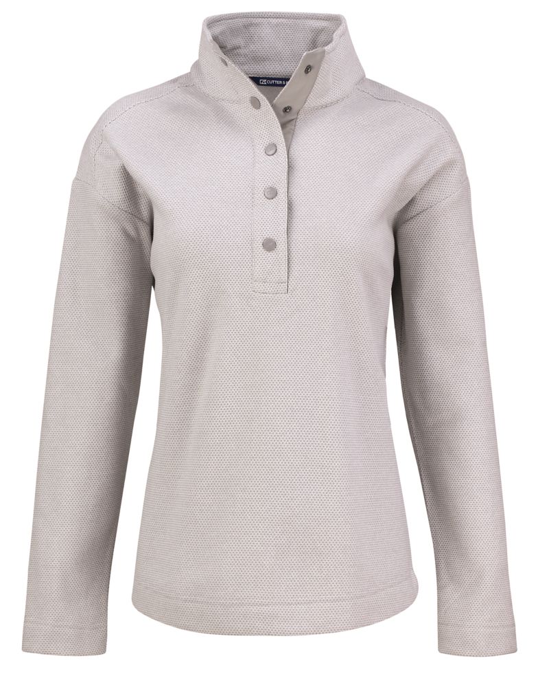 Cutter & Buck Women's Hunts Point Recycled Fleece Hybrid Snap Placket Pullover-2