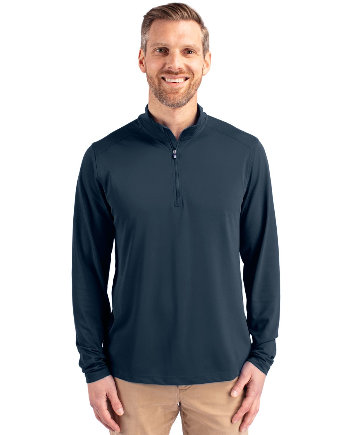 Cutter & Buck Men's Virtue Recycled Featherlight Pique Quarter Zip Pullover-4
