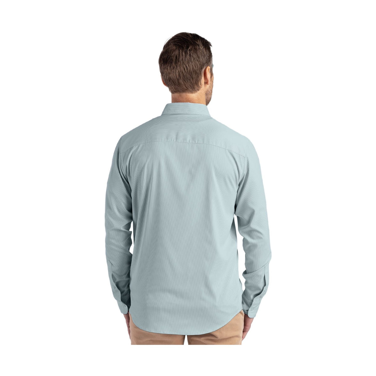 Cutter & Buck Men's Skyline Recycled Pinstripe Long Sleeve Button Down Dress Shirt-3