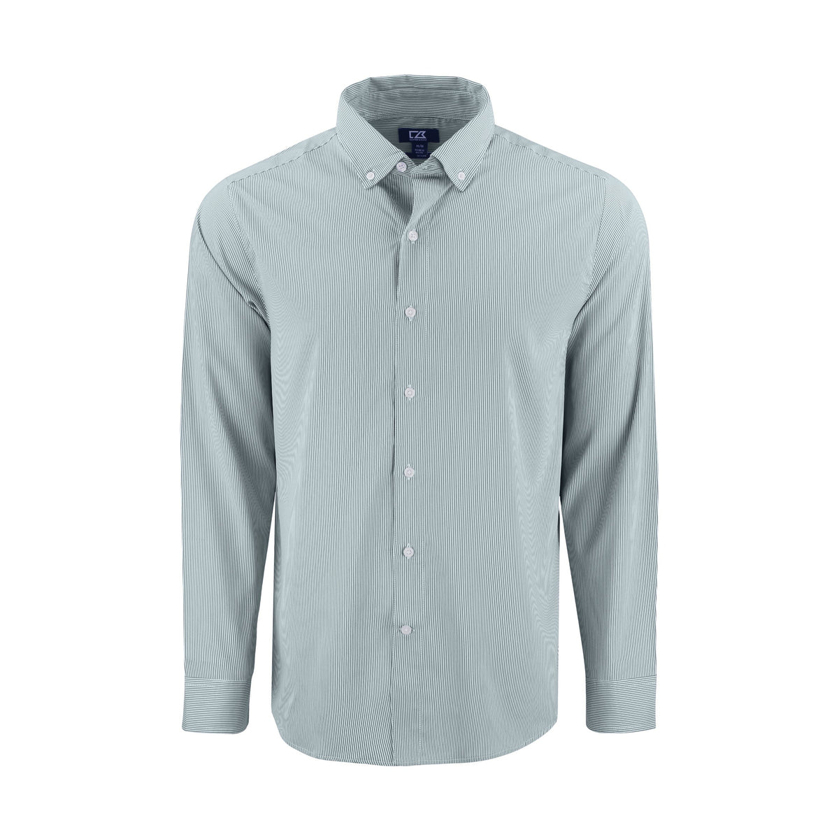 Cutter & Buck Men's Skyline Recycled Pinstripe Long Sleeve Button Down Dress Shirt-5