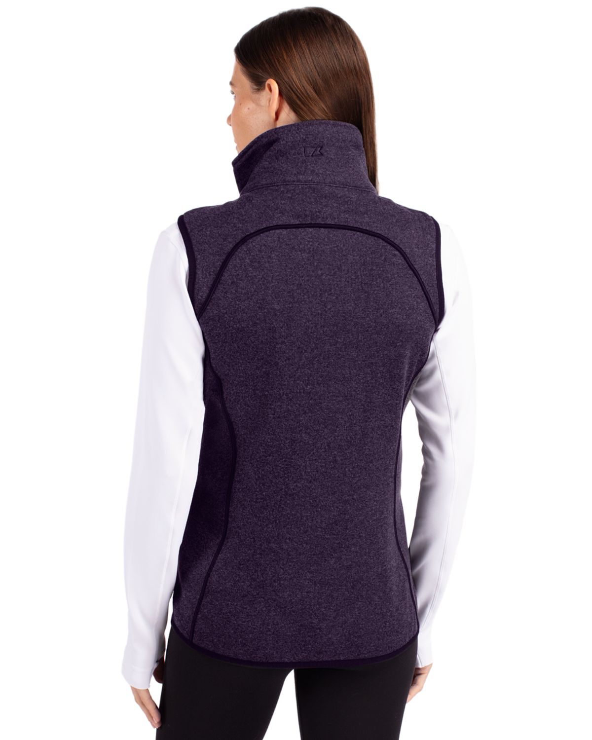 Cutter & Buck Women's Mainsail Sweater-Knit Full Zip Asymmetrical Vest-2