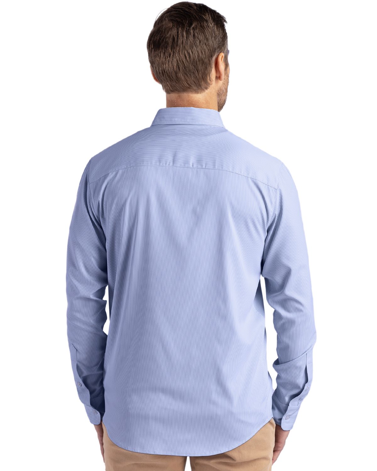 Cutter & Buck Men's Skyline Recycled Pinstripe Long Sleeve Button Down Dress Shirt-8