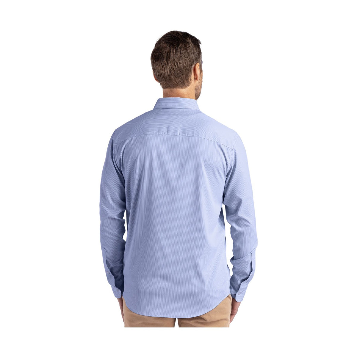 Cutter & Buck Men's Skyline Recycled Pinstripe Long Sleeve Button Down Dress Shirt-8