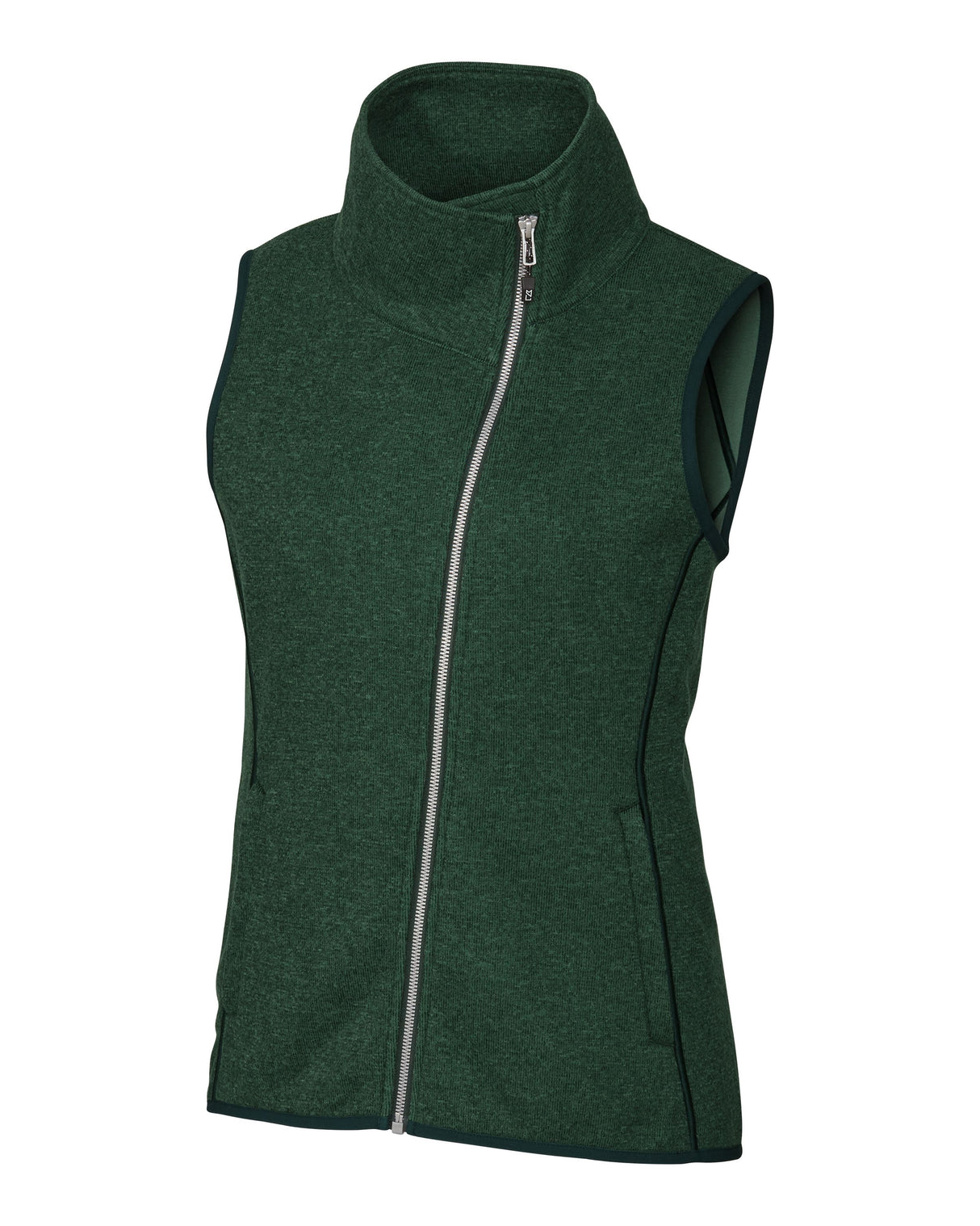 Cutter & Buck Women's Mainsail Sweater-Knit Full Zip Asymmetrical Vest-5