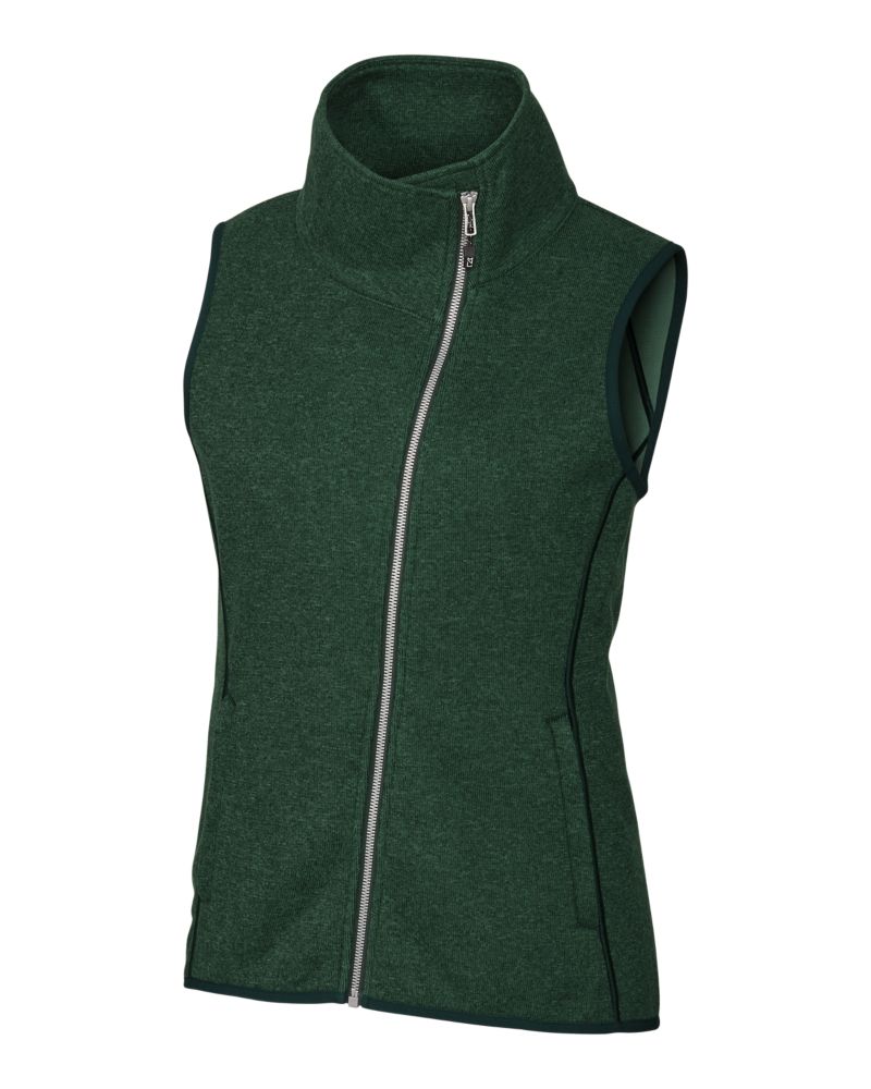 Cutter & Buck Women's Mainsail Sweater-Knit Full Zip Asymmetrical Vest-6