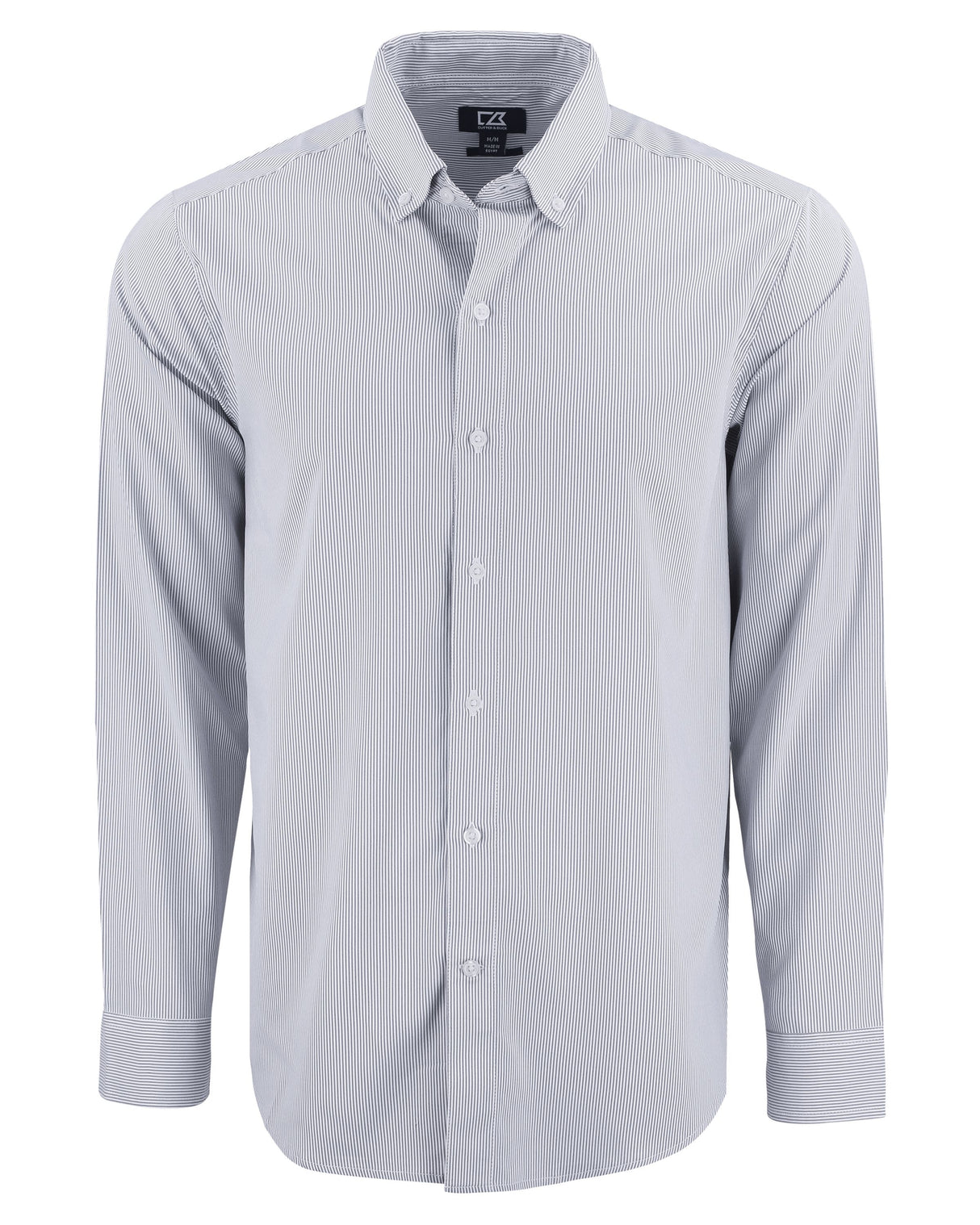 Cutter & Buck Men's Skyline Recycled Pinstripe Long Sleeve Button Down Dress Shirt-1