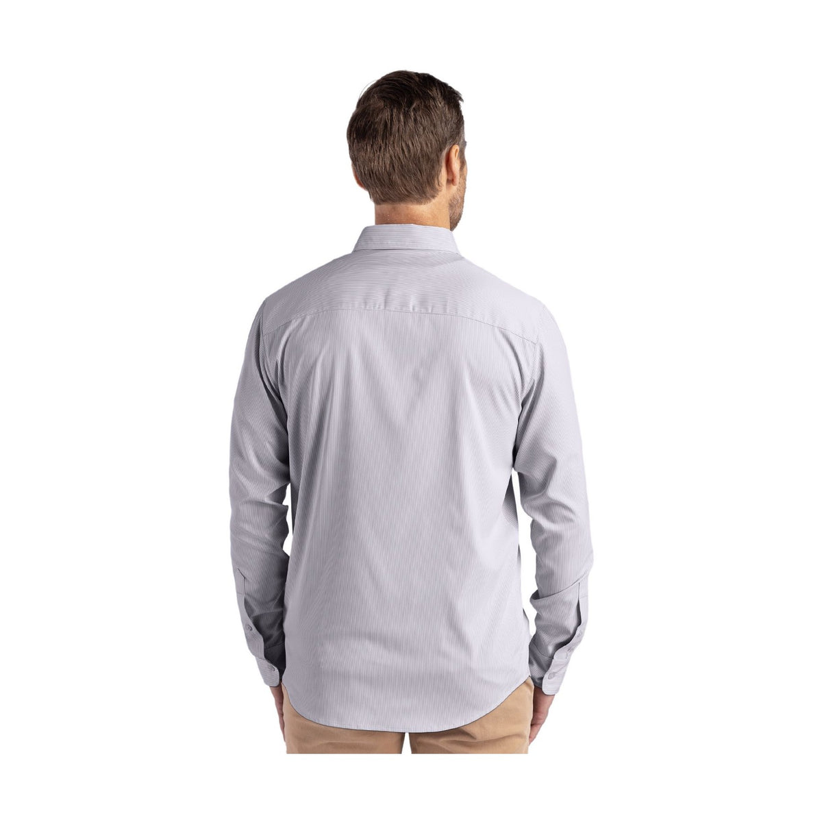 Cutter & Buck Men's Skyline Recycled Pinstripe Long Sleeve Button Down Dress Shirt-5