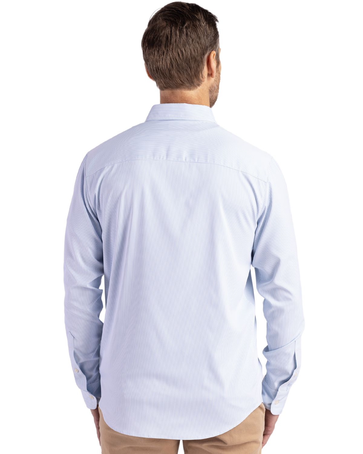 Cutter & Buck Men's Skyline Recycled Pinstripe Long Sleeve Button Down Dress Shirt-7