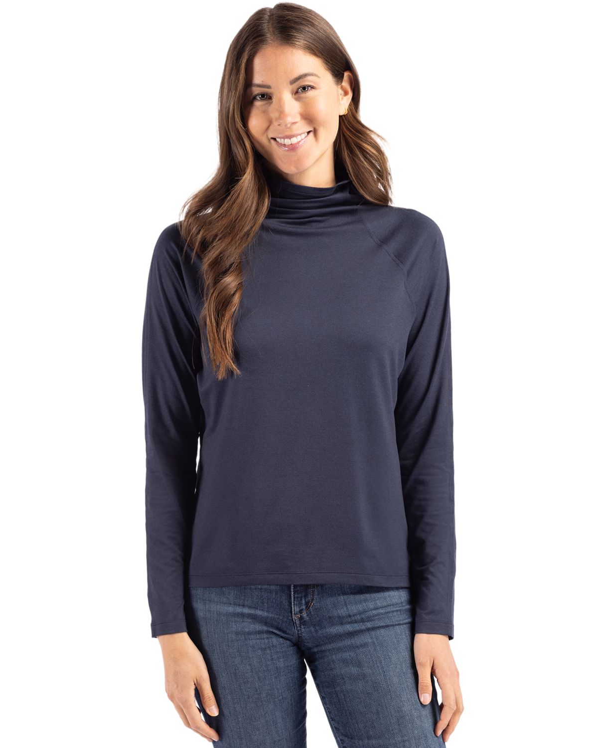 Cutter & Buck Women's Coastline Recycled Double Peached Funnel Neck Pullover-2