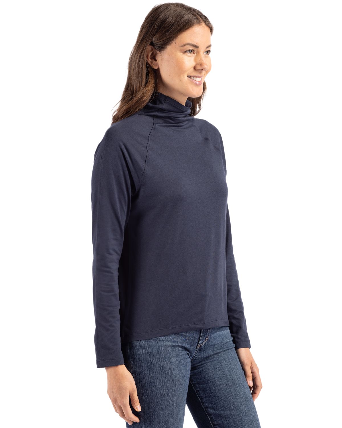Cutter & Buck Women's Coastline Recycled Double Peached Funnel Neck Pullover-4