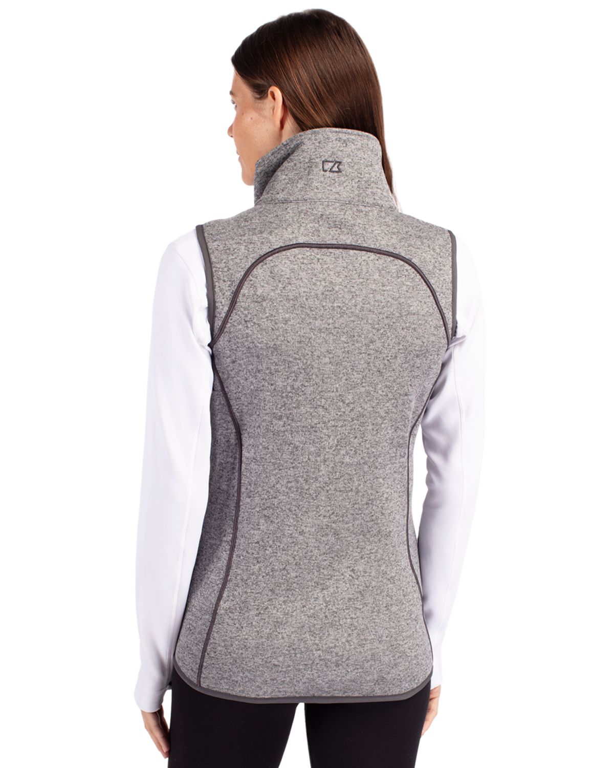Cutter & Buck Women's Mainsail Sweater-Knit Full Zip Asymmetrical Vest-2
