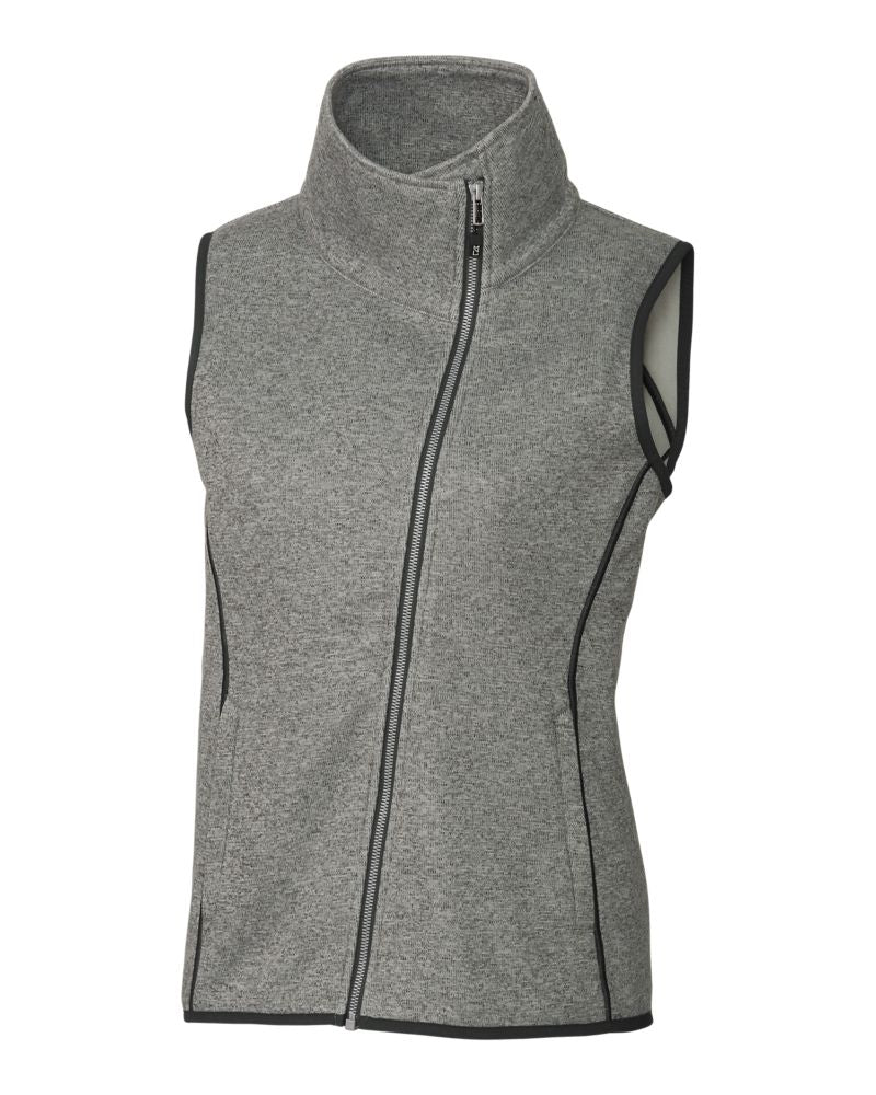 Cutter & Buck Women's Mainsail Sweater-Knit Full Zip Asymmetrical Vest-6