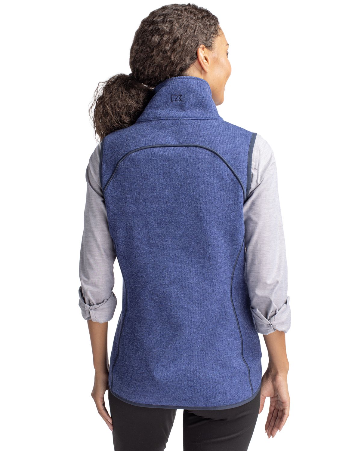 Cutter & Buck Women's Mainsail Sweater-Knit Full Zip Asymmetrical Vest-3