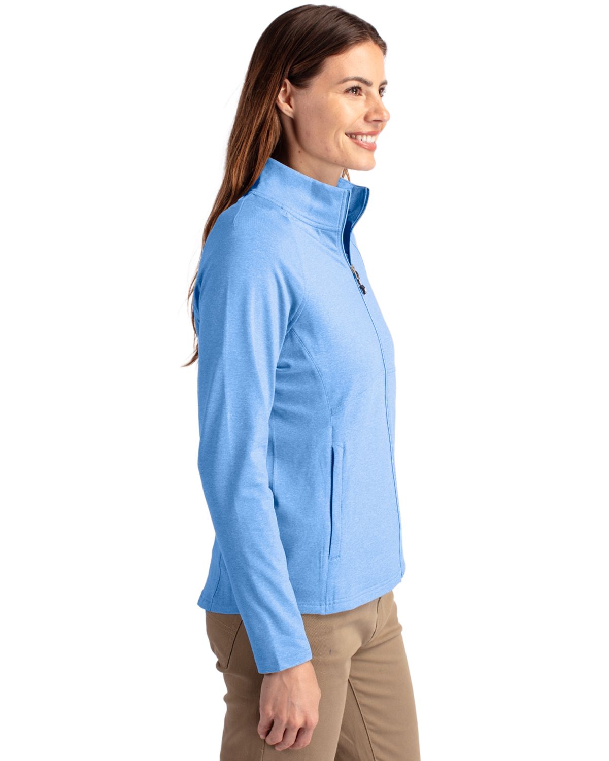 Cutter & Buck Women's Adapt Recycled Soft Knit Stretch Heathered Full Zip Jacket-3