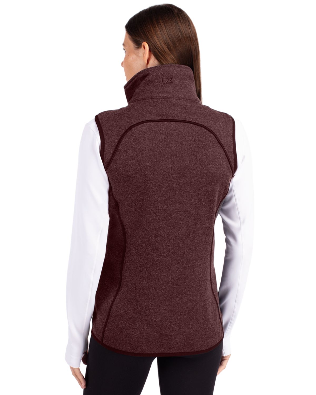 Cutter & Buck Women's Mainsail Sweater-Knit Full Zip Asymmetrical Vest-4