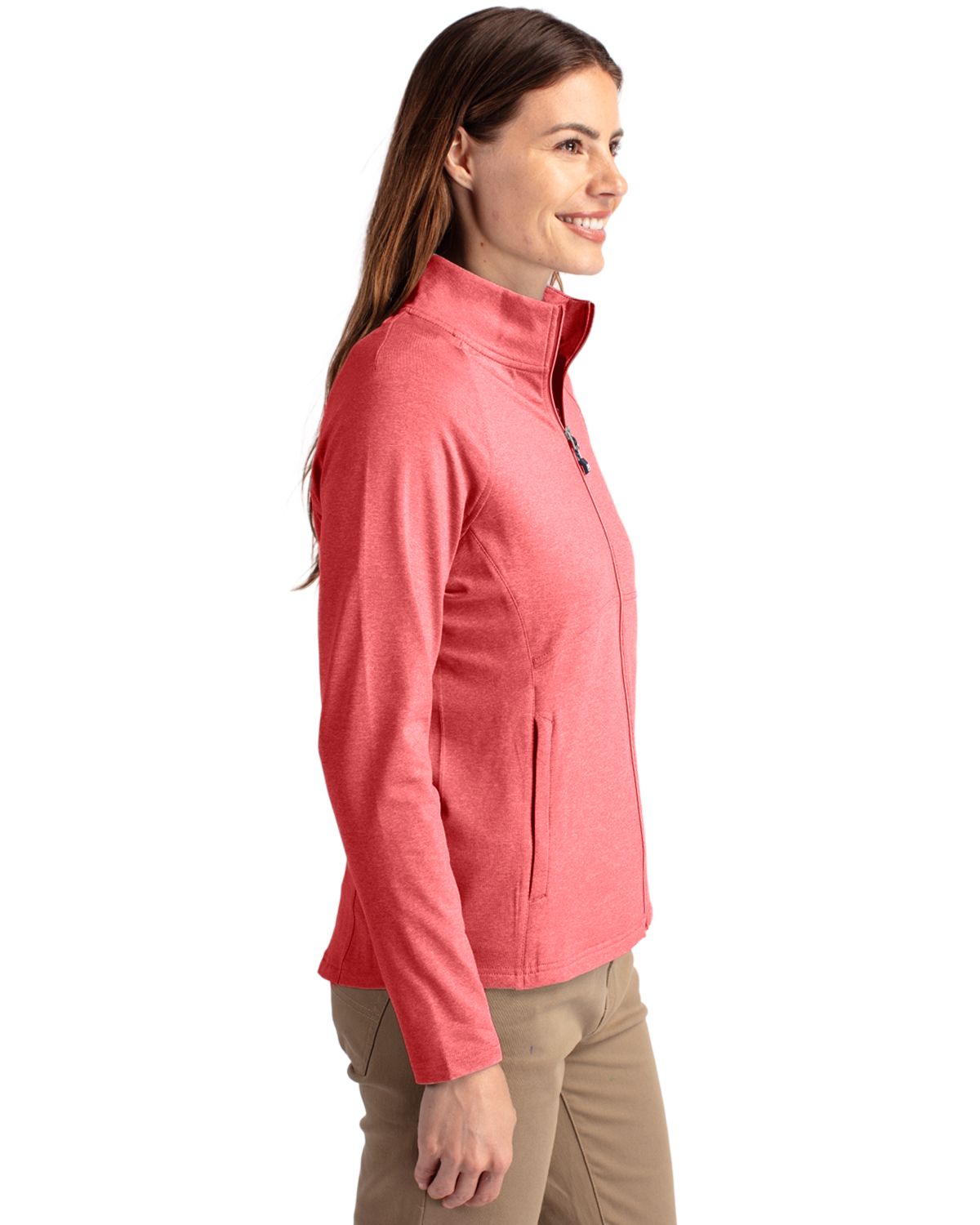 Cutter & Buck Women's Adapt Recycled Soft Knit Stretch Heathered Full Zip Jacket-3