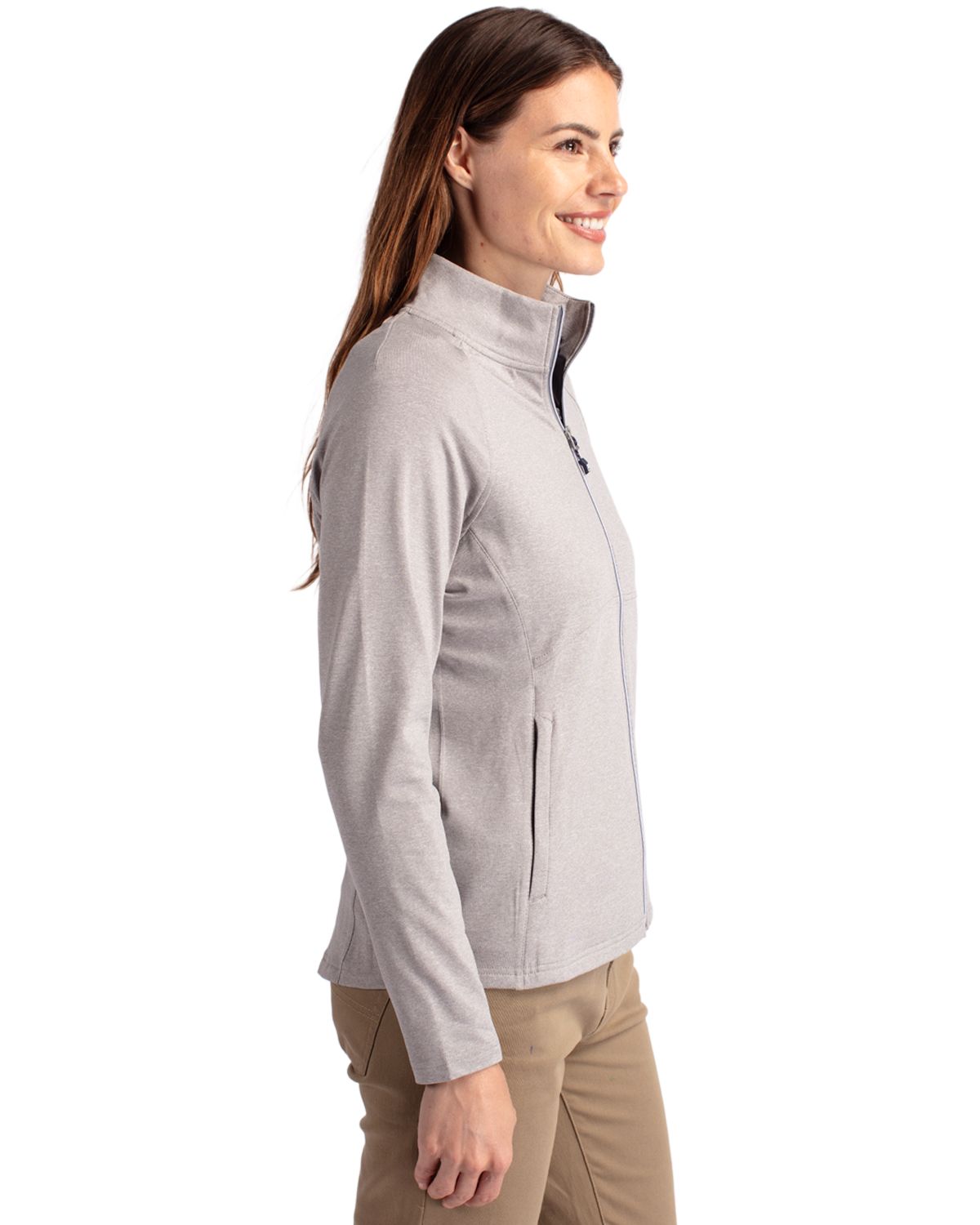 Cutter & Buck Women's Adapt Recycled Soft Knit Stretch Heathered Full Zip Jacket-8