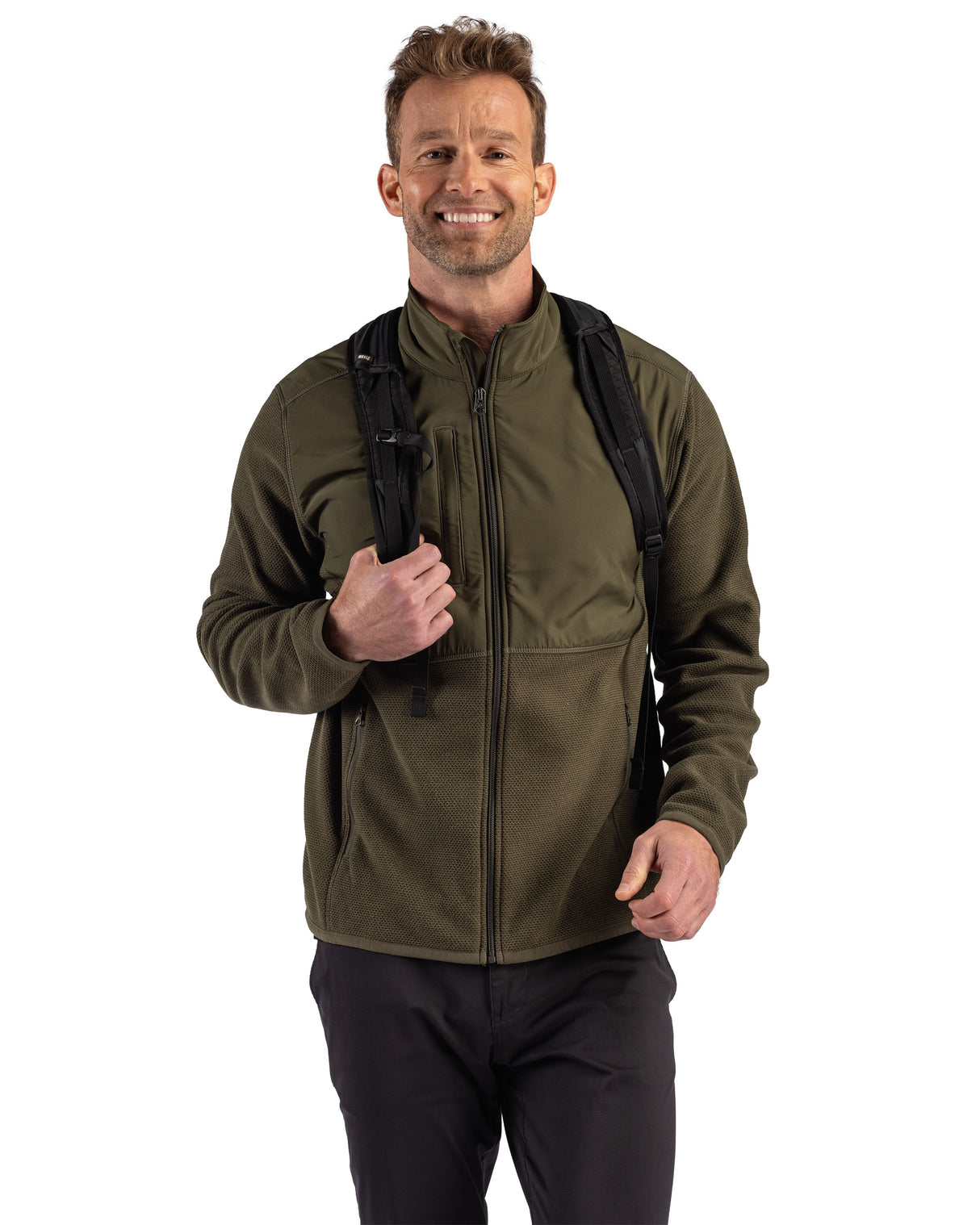 Cutter & Buck Men's Hunts Point Recycled Fleece Hybrid Full Zip Jacket-5