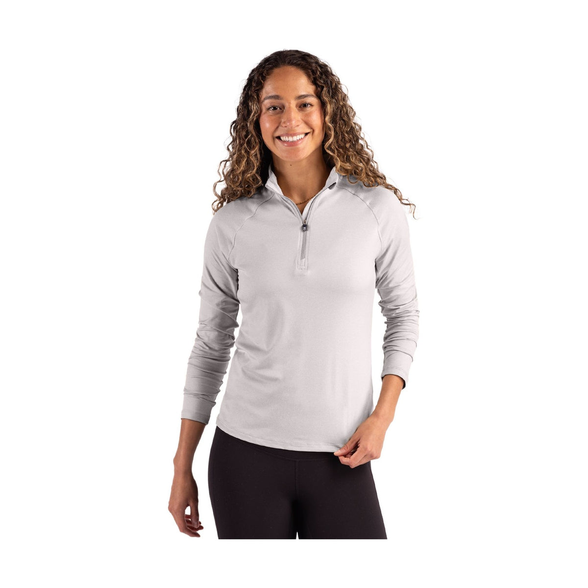 Cutter & Buck Women's Coastline Recycled Double Peached Quarter Zip Pullover-1