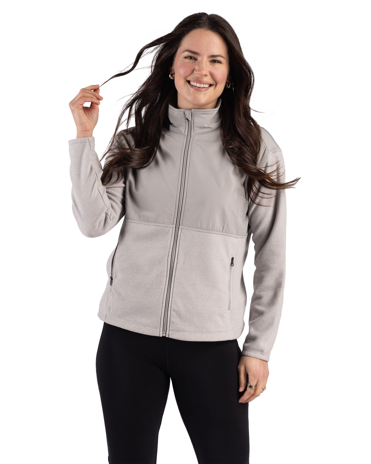Cutter & Buck Women's Hunts Point Recycled Fleece Hybrid Full Zip Jacket-8