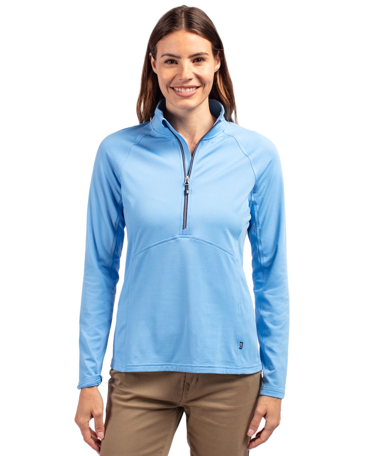 Cutter & Buck Women's Adapt Recycled Soft Knit Stretch Half Zip Pullover-1