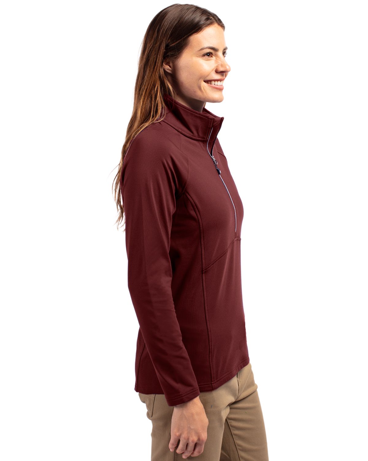 Cutter & Buck Women's Adapt Recycled Soft Knit Stretch Half Zip Pullover-5