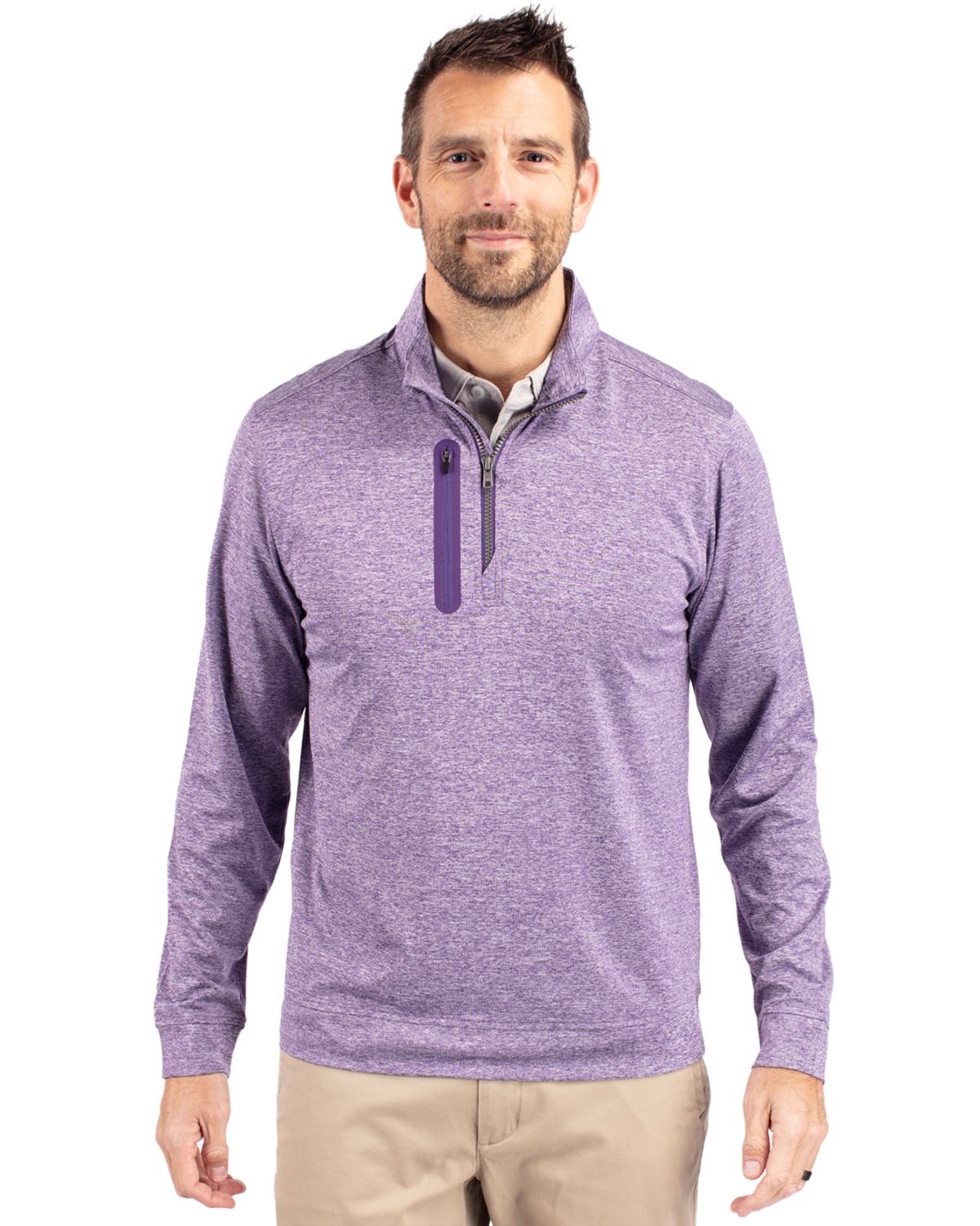 Cutter & Buck Men's Stealth Heathered Quarter Zip-2