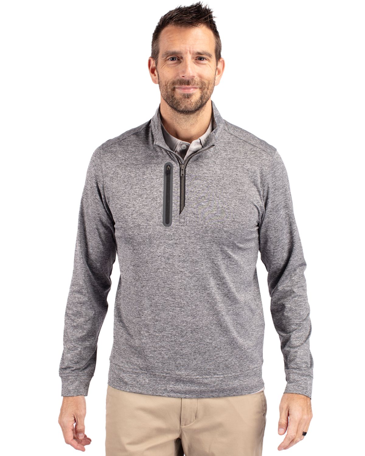 Cutter & Buck Men's Stealth Heathered Quarter Zip-4