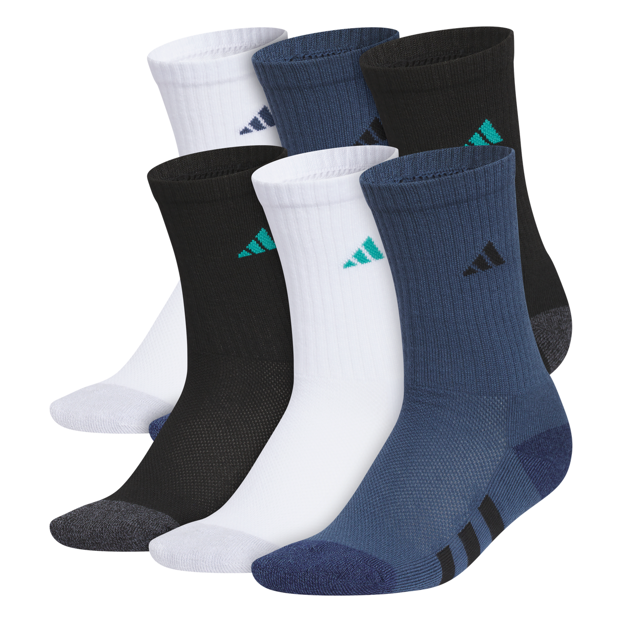 adidas Youth Athletic Cushioned 6-Pack Crew Sock-1