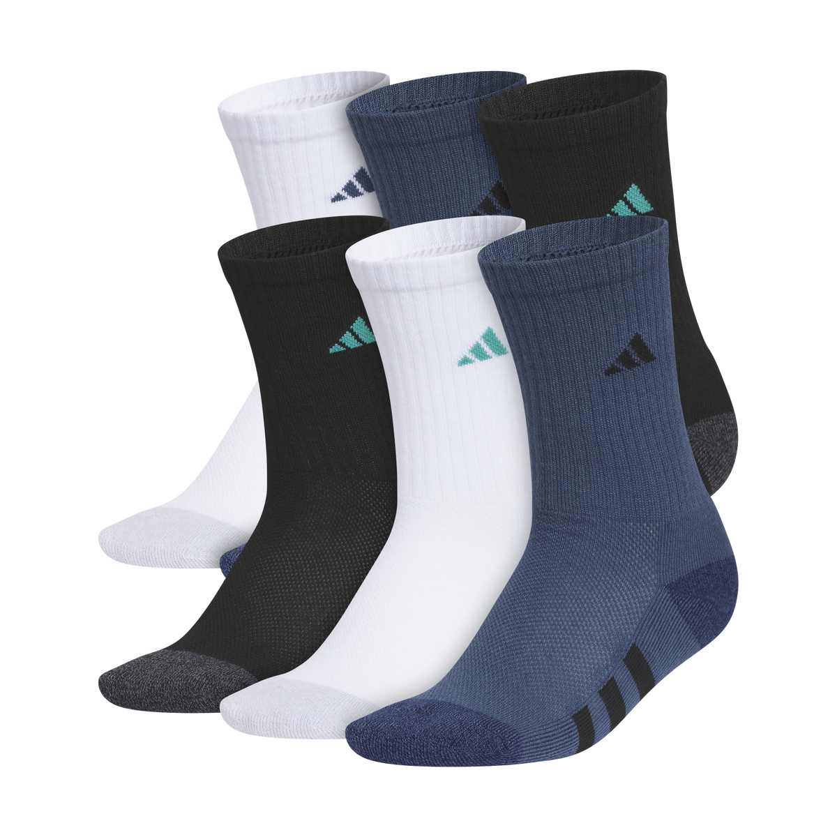 adidas Youth Athletic Cushioned 6-Pack Crew Sock-1