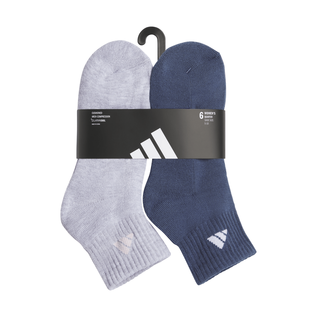 adidas Women's Athletic Cushioned 6-Pack Quarter Sock-7