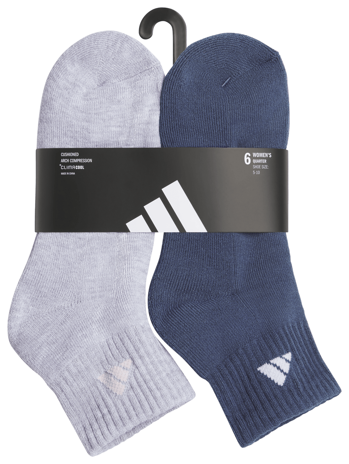 adidas Women's Athletic Cushioned 6-Pack Quarter Sock-7